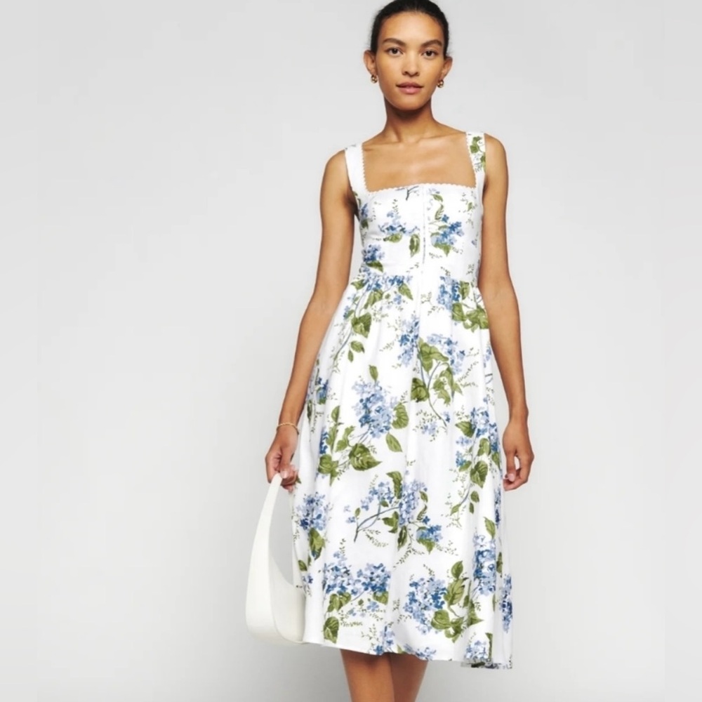 Reformation Riviera Tagliatelle Midi Floral Dress